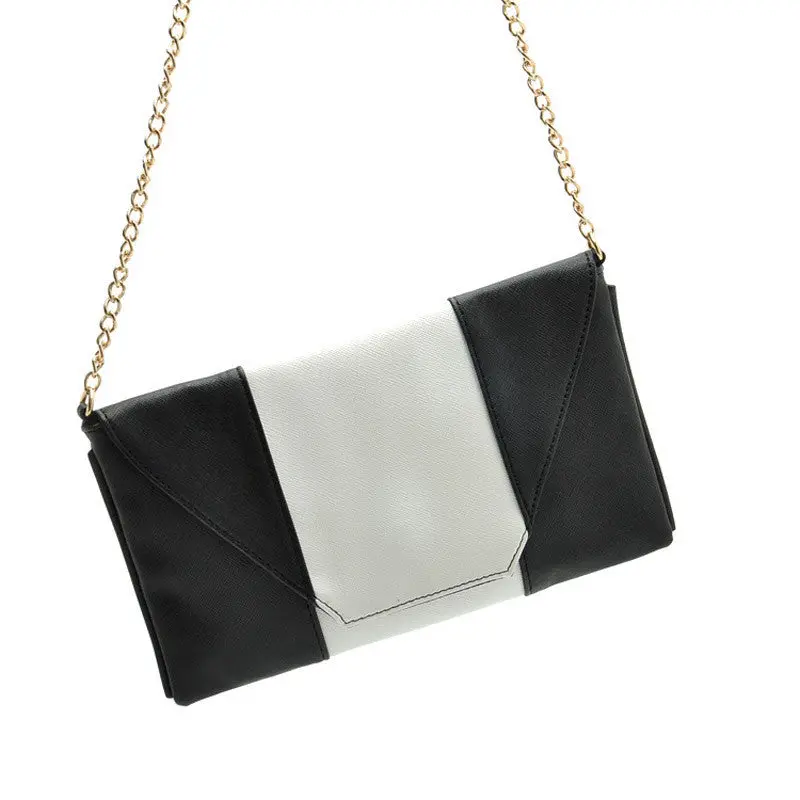 Goforward Women Lady Banquet Messenger Bag Leather Black With White Color Bag 1