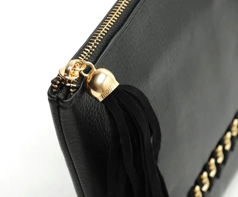 Goforward Women Leather Clutch Purse Evening Party Satchel Hbag Black 2