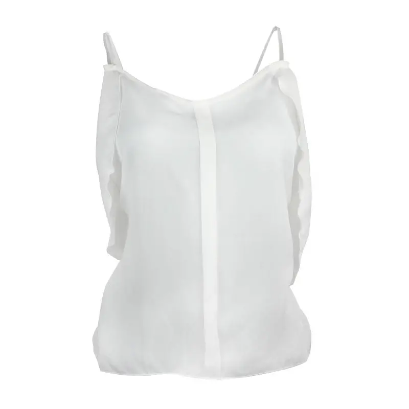 Goforward Women Party White Sling Tops Flounced Chiffon Shirt Blouse 1