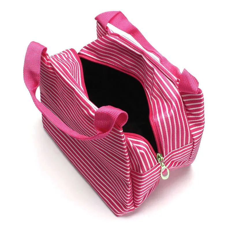 Goforward Women Portable Insulated Thermal Cooler Canvas Lunch Box Tote Bag Zipper Travel Picnic Bag 2