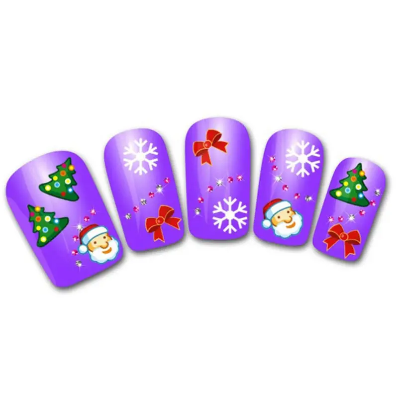 Goforward Women's Diy Nail Sticker Water Transfer Stickers Finger Nail Art Decals Santa Bear Snowman 1
