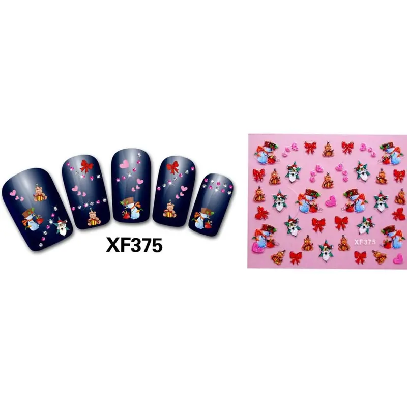 Goforward Women's Diy Nail Sticker Water Transfer Stickers Finger Nail Art Decals Santa Snowman 3