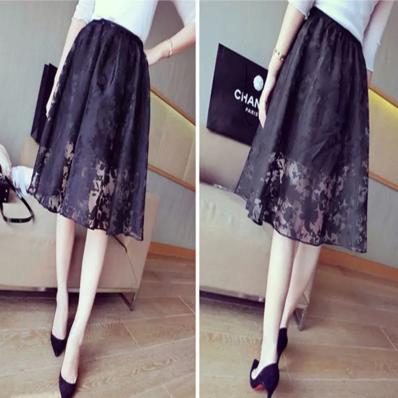 Goforward Womens Double Layer Pleated Retro Plaid Long Elastic Waist Skirt 1
