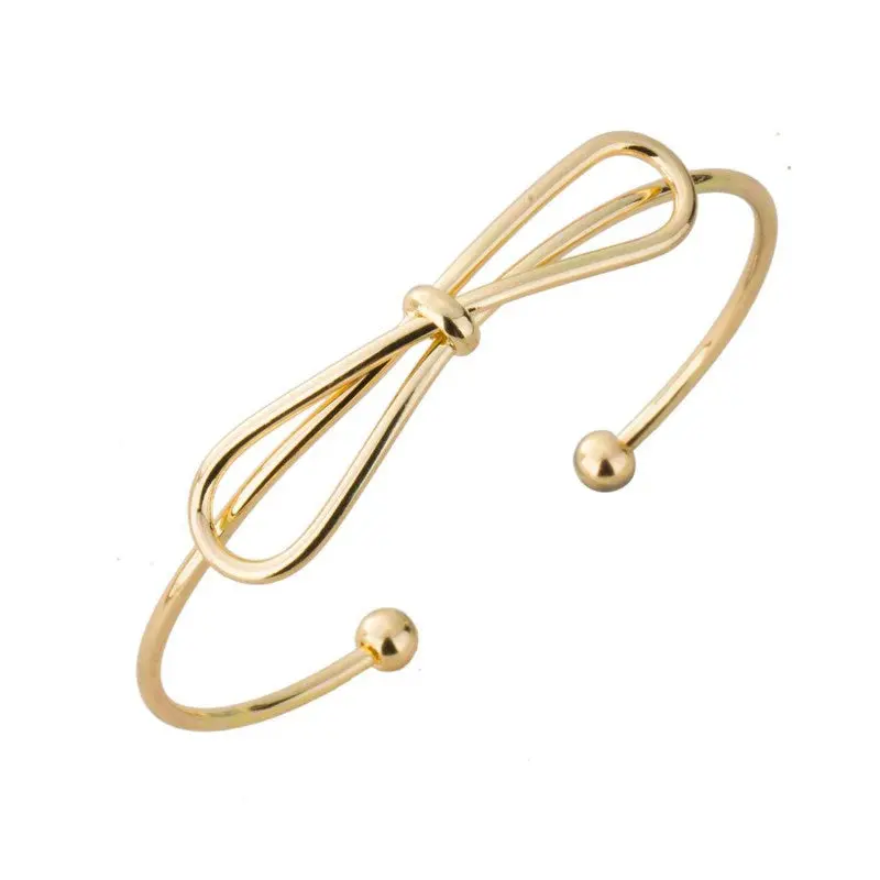 Gold And Silver Adjustable Simple Handmade Bow Knot Cuff Bangles 10Pcs-G008 1