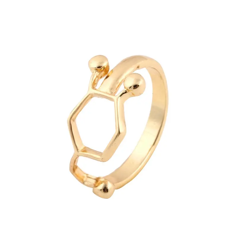 Gold And Silver Dopamine Molecule Rings Chemistry Neurotransmitter Science Jewelry R160 1
