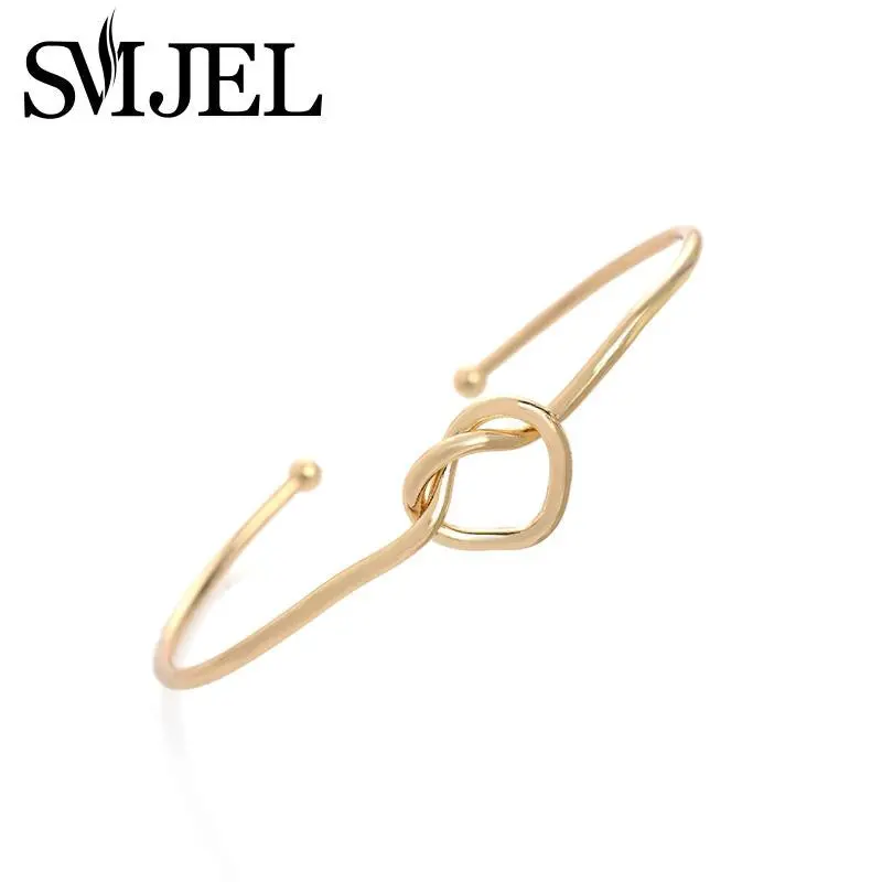Gold And Silver Handmade Heart Knot Cuff Bracelet Bangles G045 1