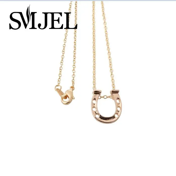 Gold And Silver Lucky Horse Shoe Necklace Simple Wedding Necklace N152 1