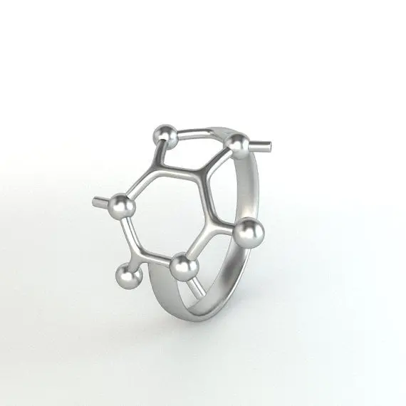 Gold And Silver Plated Caffeine Molecule Rings Chemistry Jewelry Science Jewelry Rings R157 1