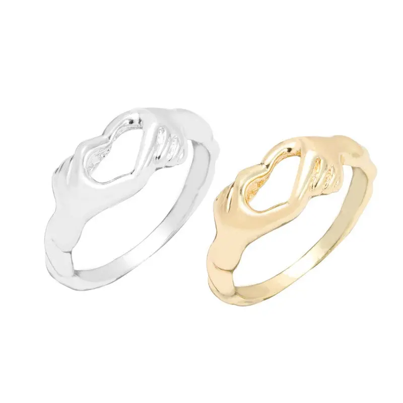 Gold And Silver Plated Cute Love Rings Simple Coupe Rings R149 1