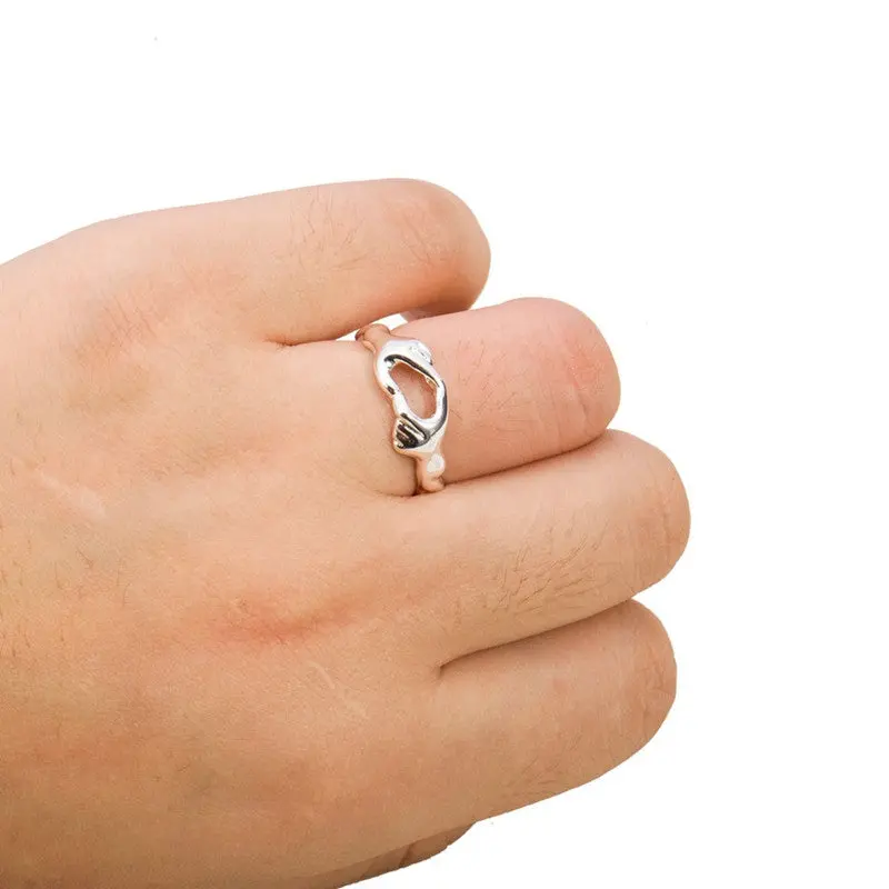 Gold And Silver Plated Cute Love Rings Simple Coupe Rings R149 2