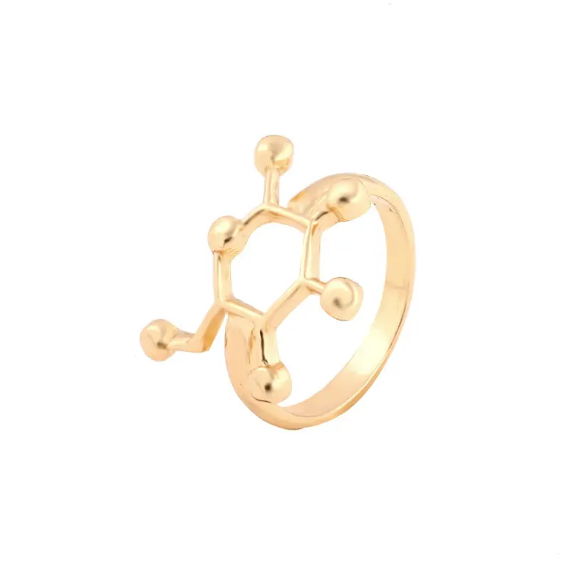 Gold And Silver Plated Glucose Sugar Molecule Rings Chemistry Jewelry Science Jewelry R159 1