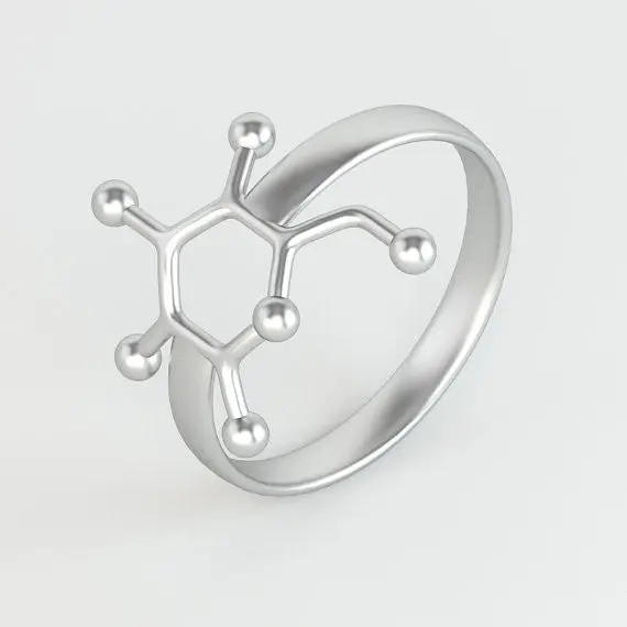 Gold And Silver Plated Glucose Sugar Molecule Rings Chemistry Jewelry Science Jewelry R159 2