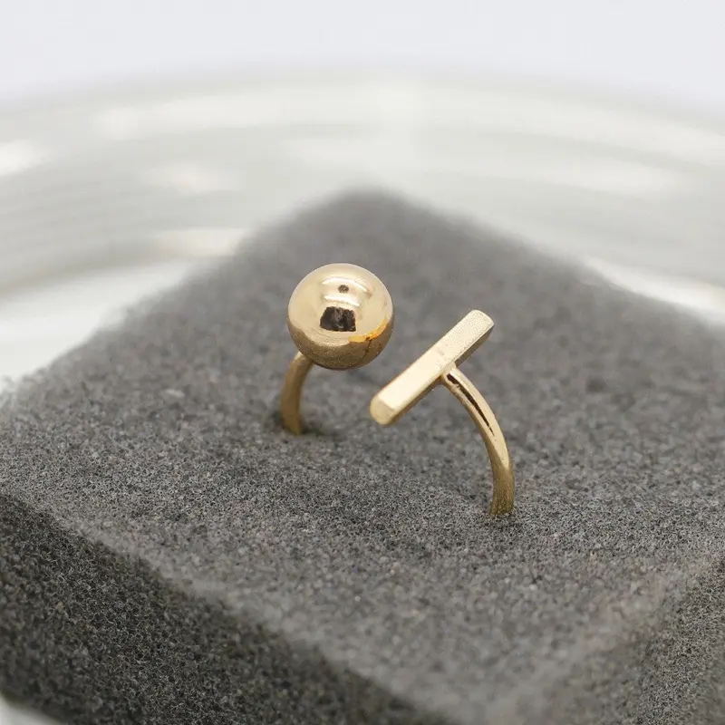 Gold And Silver Plated Tiny Simple Bar With Ball Adjustable Rings Geometric Ball Rings To Party R147 1