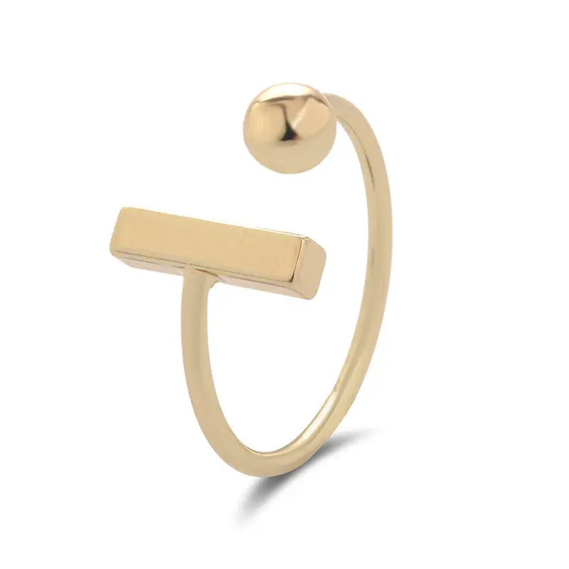 Gold And Silver Plated Tiny Simple Bar With Ball Adjustable Rings Geometric Ball Rings To Party R147 3