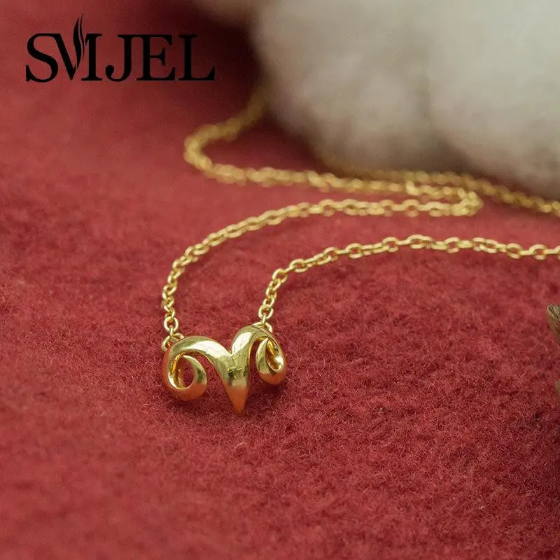 Gold And Silver Simple Danity Small Ram's Horn Pendant Necklace Vintage Gifts N168 1
