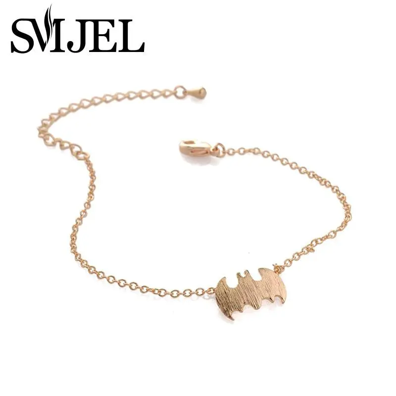 Gold Cute Bling Batman Charm Links Bracelets Bangles Bat Bracelet Girl Jewelry B020 2