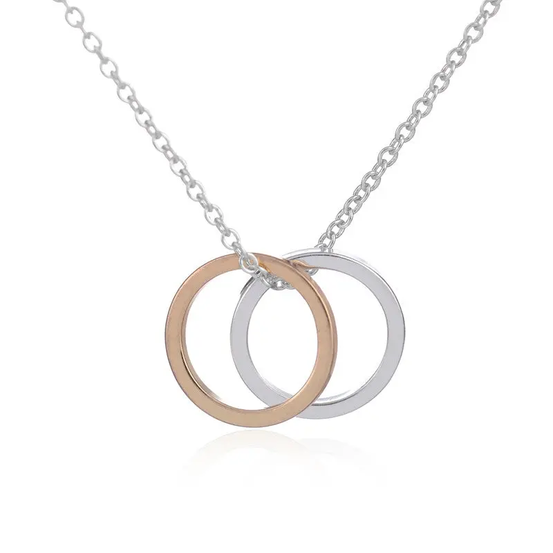 Gold Double Circles Necklace Rounds Necklace Simple 10Pcs-N054 2
