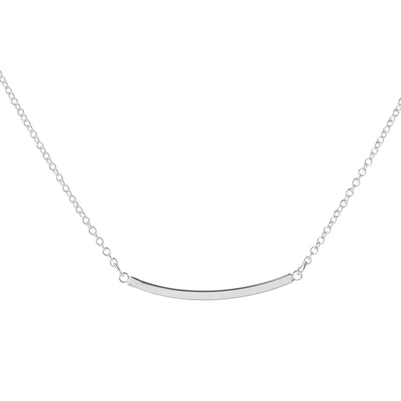 Gold Floating Charm Young Chain Bent Curved Bar Necklaces Cute Tiny Necklace N105 2