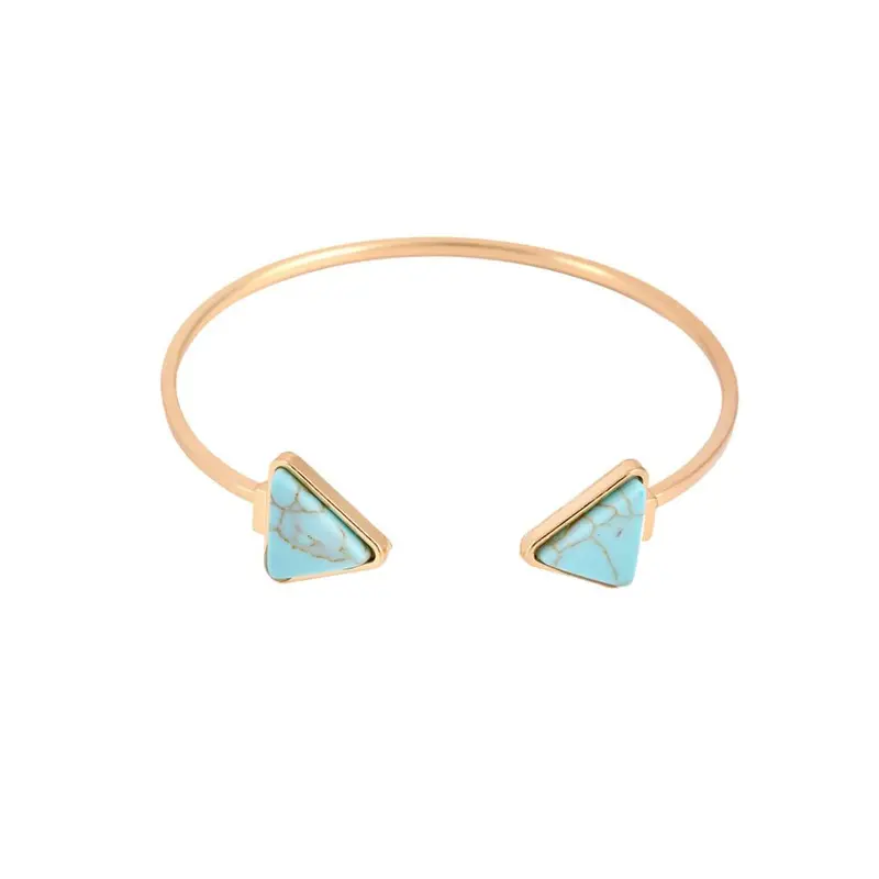 Gold Jewelry Bracelets Bangles Triangle Geometric Triangle Turquoise Cuff Bangle G073 1