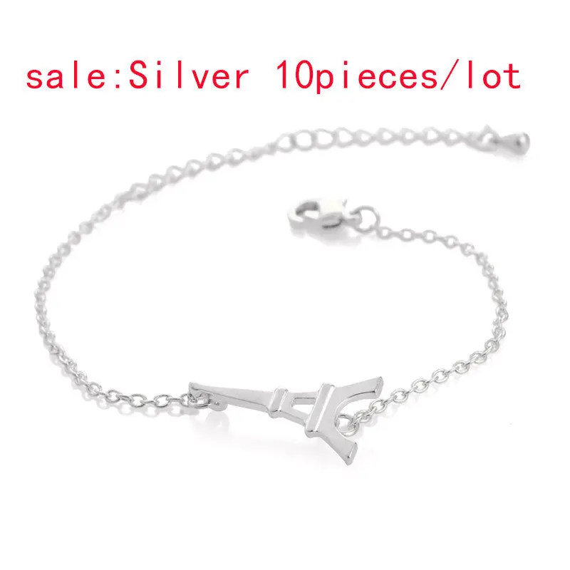 Gold Paris Eiffel Tower Pendants Bracelet Cute Architecture Bracelets 10Pcs30pcs-B019 3
