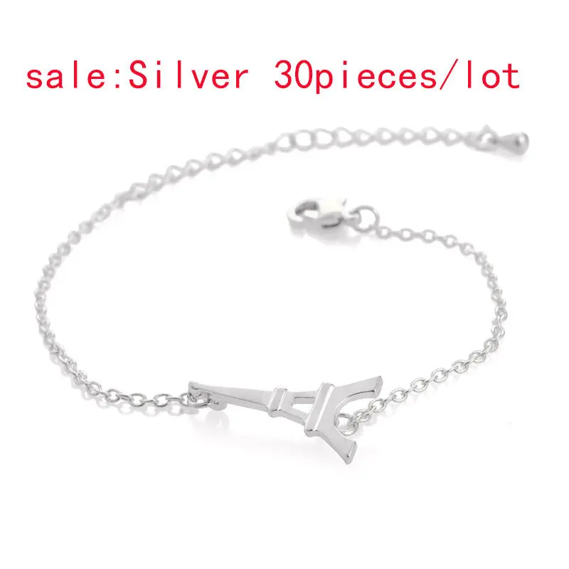 Gold Paris Eiffel Tower Pendants Bracelet Cute Architecture Bracelets 10Pcs30pcs-B019 4