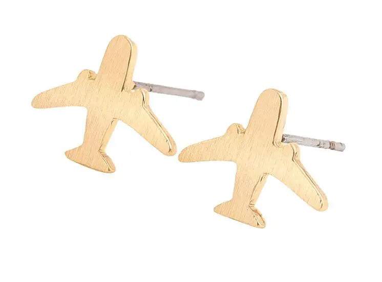 Gold Plated Airplane Stud Earrings Wedding Gift 10Pcs-S114 1