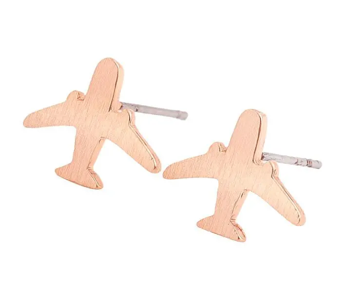 Gold Plated Airplane Stud Earrings Wedding Gift S114 2