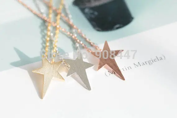 Gold Plated Cute Star Pendant Necklaces 10Pcs-N085 1