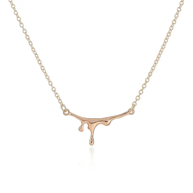 Gold Plated Dripping Paint Blood Necklaces Water Necklaces Spindrift Sea Spray Necklaces 10Pcs-N099 1