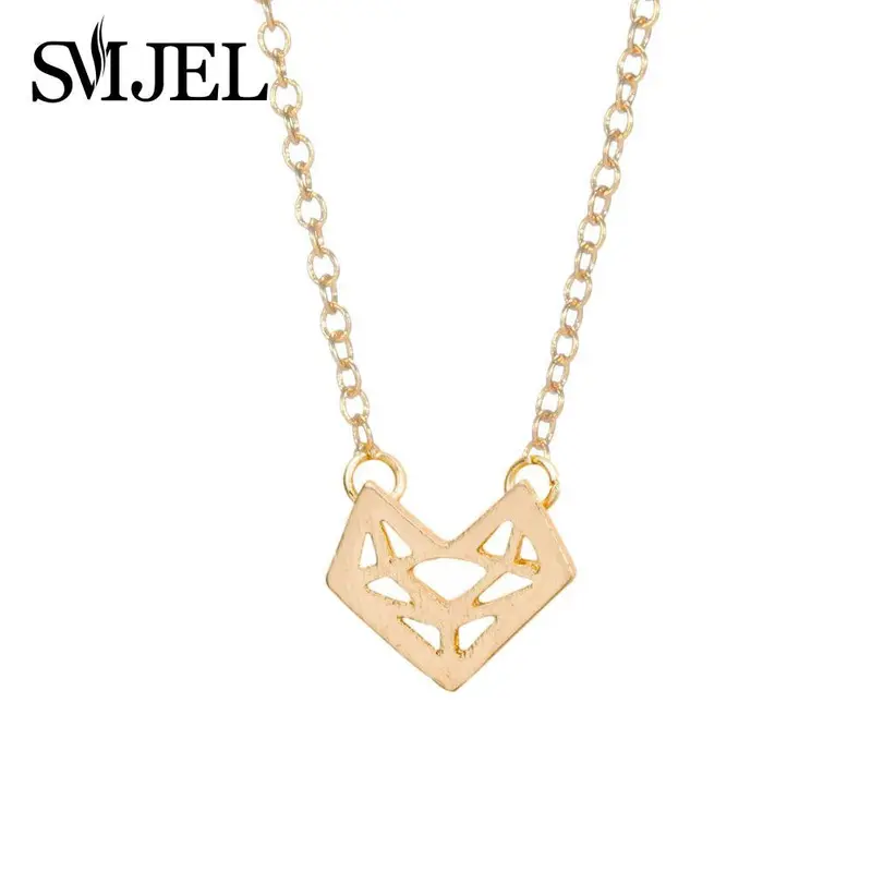 Gold Plated Fox Heart Shape Head Necklaces Set Animal Face Necklace Cute Love Necklaces Gifts N100 1