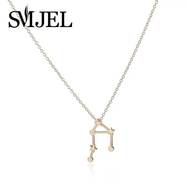 Gold Plated Libra Zodiac Sign Astrology Necklace Constellation Jewelry Star Sign Pendant Necklace Party Gifts N155 1