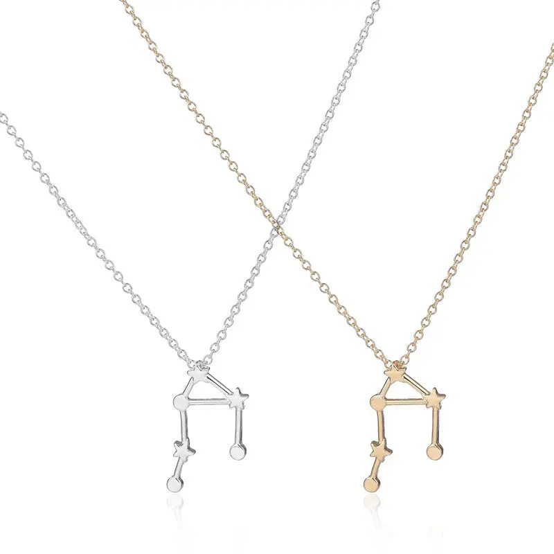 Gold Plated Libra Zodiac Sign Astrology Necklace Constellation Jewelry Star Sign Pendant Necklace Party Gifts N155 2