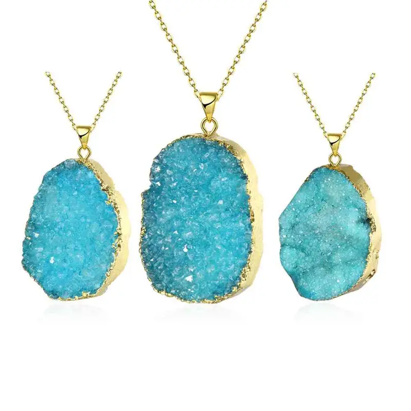 Gold Plated Multicolor Stone Necklaces Colorful Stone Collier Femme Wedding Decoration294 3