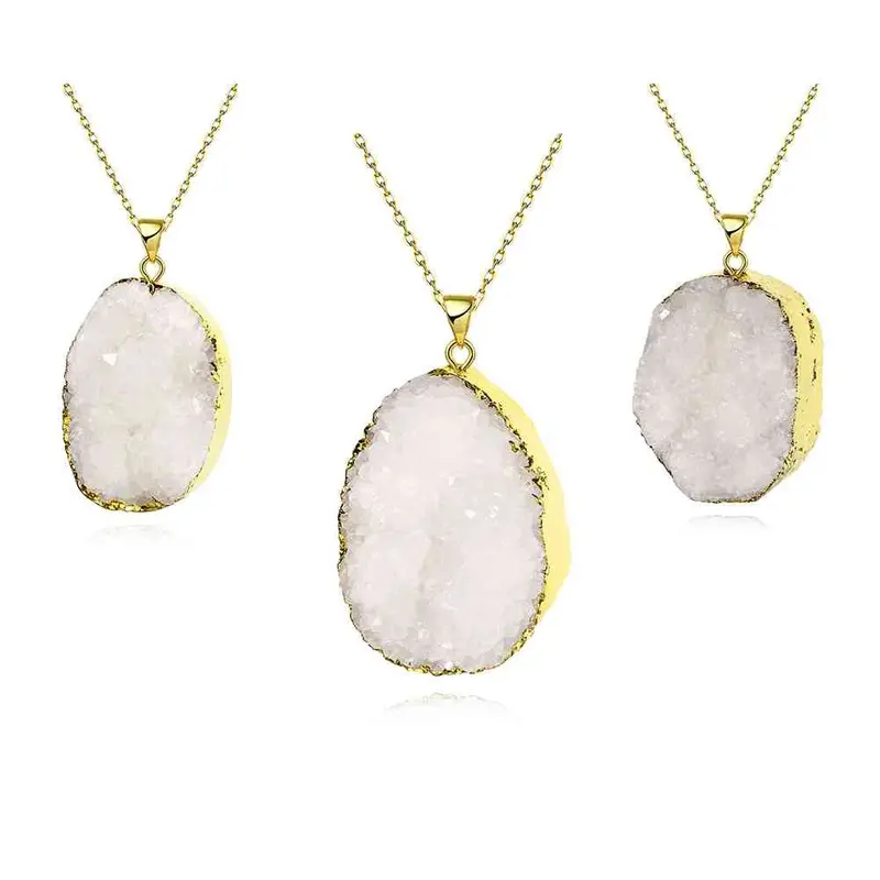 Gold Plated Multicolor Stone Necklaces Colorful Stone Collier Femme Wedding Decoration294 7