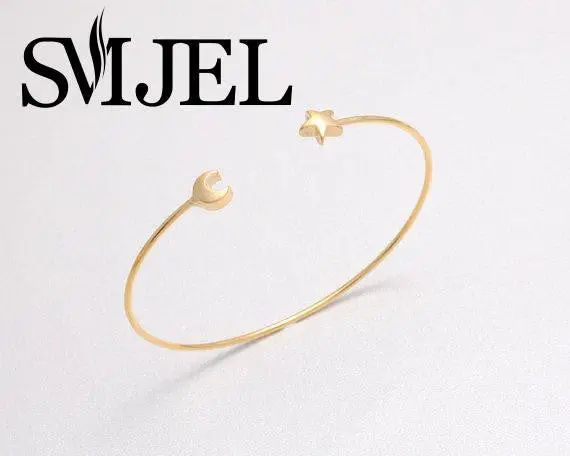 Gold Plated Open Star With Moon Bracelet Bangles Bulk Sale 30Pcs-G035 1
