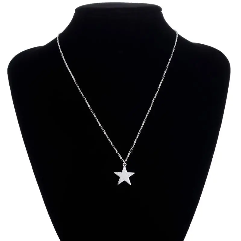 Gold Plated Optional Pentagram Girl Brushed Star Necklace The Five-Pointed Star Necklace 30Pcs-N009 1