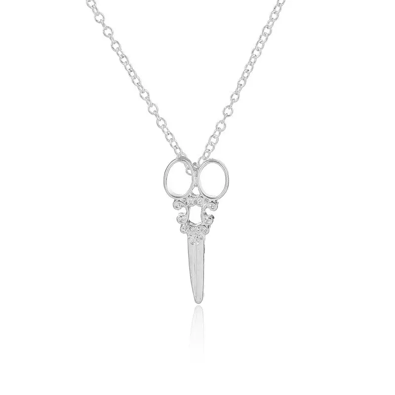 Gold Plated Scissors Shaped Necklaces Vintage Necklaces 10Pcs-N082 2