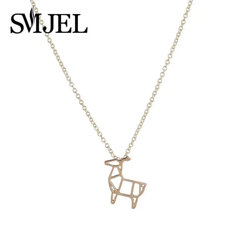Gold Plated Silhouette Deer Necklace Tiny Animal Charms Necklaces Birthday Gifts Christmas N067 1
