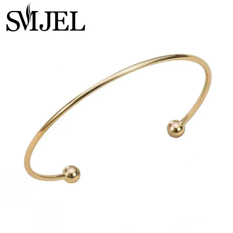 Gold Plated Simple Open Double Ball Bracelet Cuffs G025 1