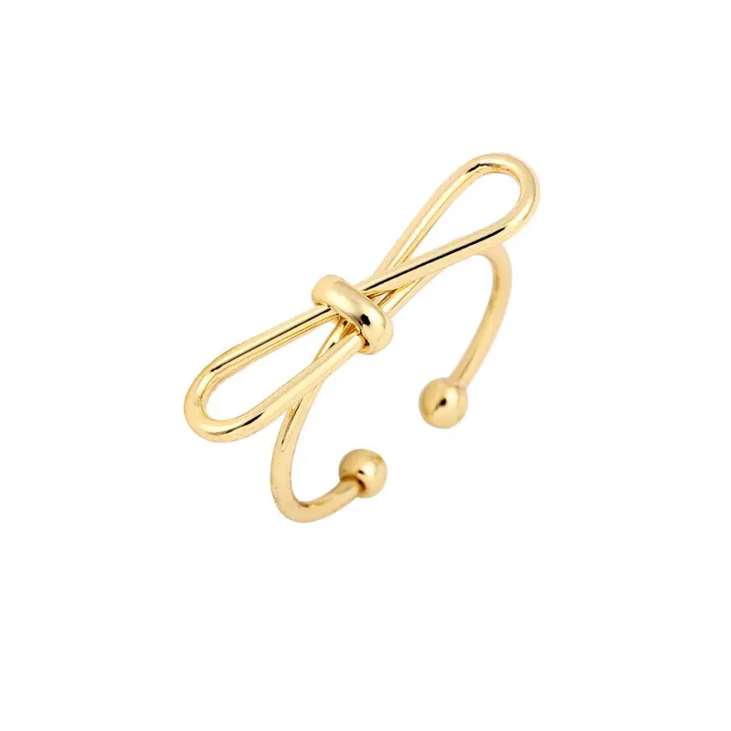 Gold Silver And Rose Gold Plated Adjustable Simple Handmade Bow Knot Rings 1