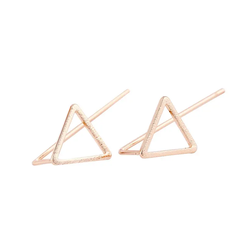 Gold Silver And Rose Gold Plated Geometric Brushed Triangle Stud Earrings S059 2