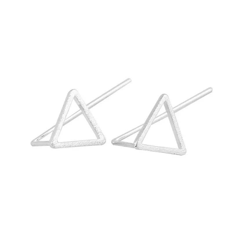 Gold Silver And Rose Gold Plated Geometric Brushed Triangle Stud Earrings S059 3