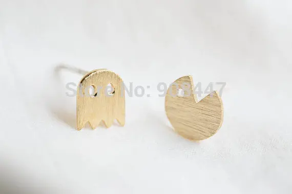 Gold Silver And Rose Gold Plated Puck And Ghost Tiny Copper Earrings S014 2