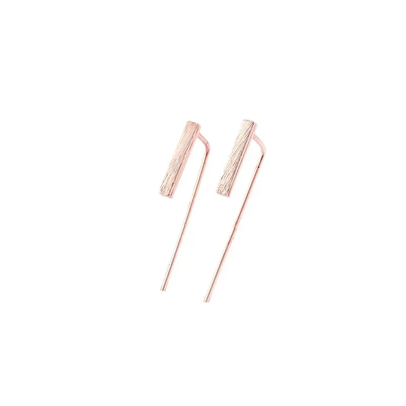 Gold Silver Rose Gold Front Back Bar Love Crew Rebecca Geometric Figure Simple Triangle Ear Clip Cuff Stud Earring S060 2