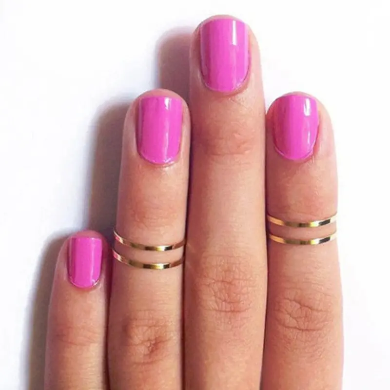 Gold Stack Plain Cute Above Knuckle Ring Band Midi Rings 1