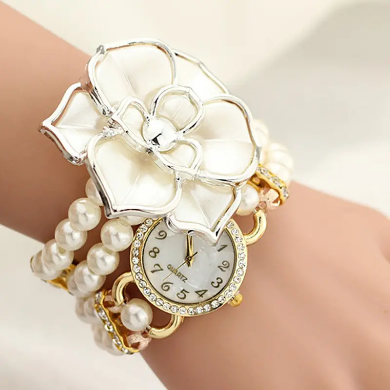 Gold Watch Imitate Pearl Luxury Bracelet Wrist Watches Women Dress Watch Quartz Clocks For Women Reloj 1