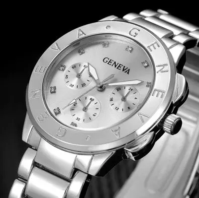 Gold Watch Luxury Geneva Crystal Bracelet Wrist Watches Women Dress Watch Quartz Clock Ladies Hour 3