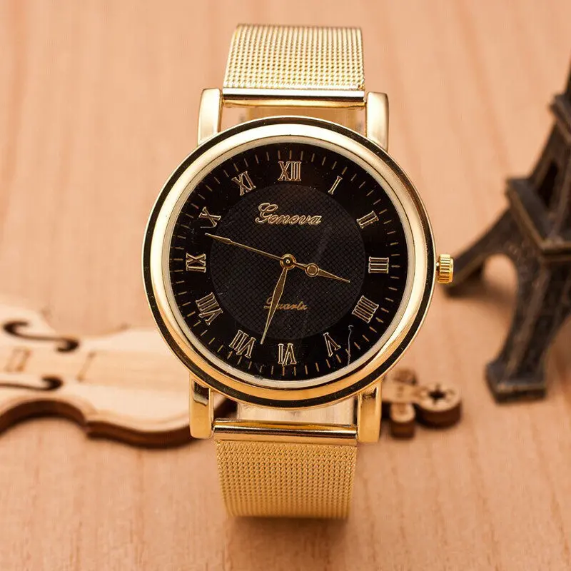 Gold Watch Women Classic Geneva Wristwatch Quartz Stainless Steel Clocks Vouge Dress Watches 1