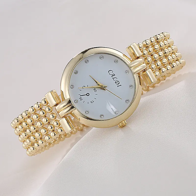 Gold Watch Women's Ladies Bracelet Stainless Steel Crystal Dial Quartz Wrist Watch Relogio Feminino Feida 1
