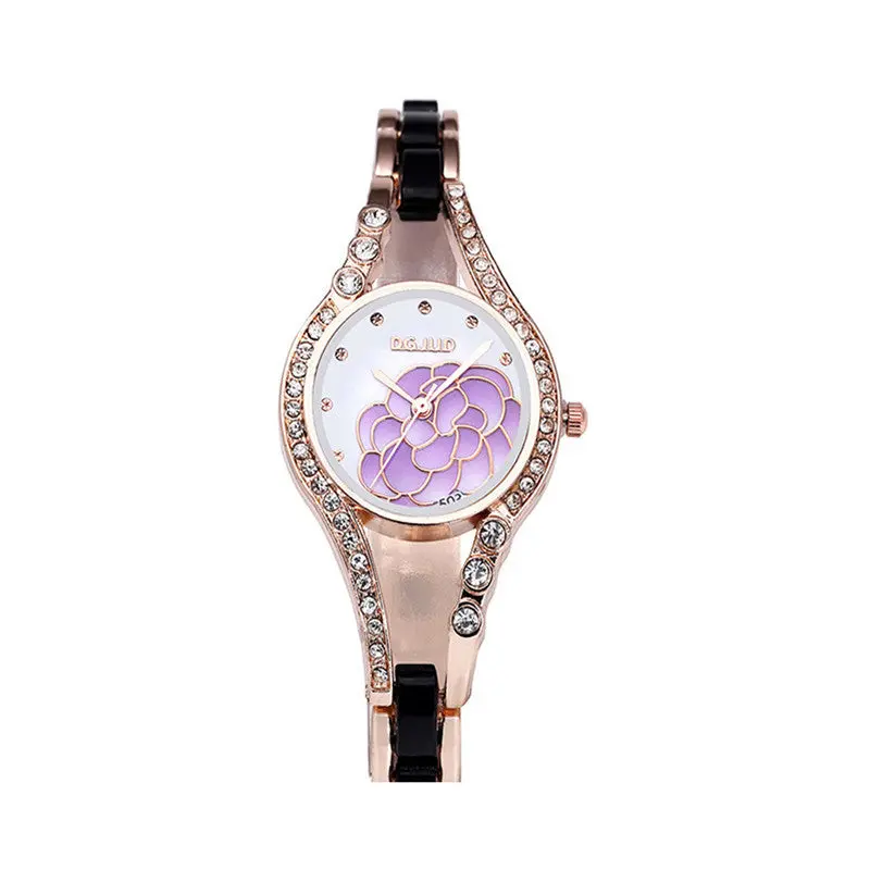 Gold Women Bracelet Watch Camellia Pattern Bangle Watch Alloy Band Ladies Wrist Watch Luxury Watch Women Feida 1